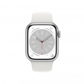 Watch Series 8, 41 мм, корпус из алюминия серебристого цвета, спортивный ремешок белого цвета
